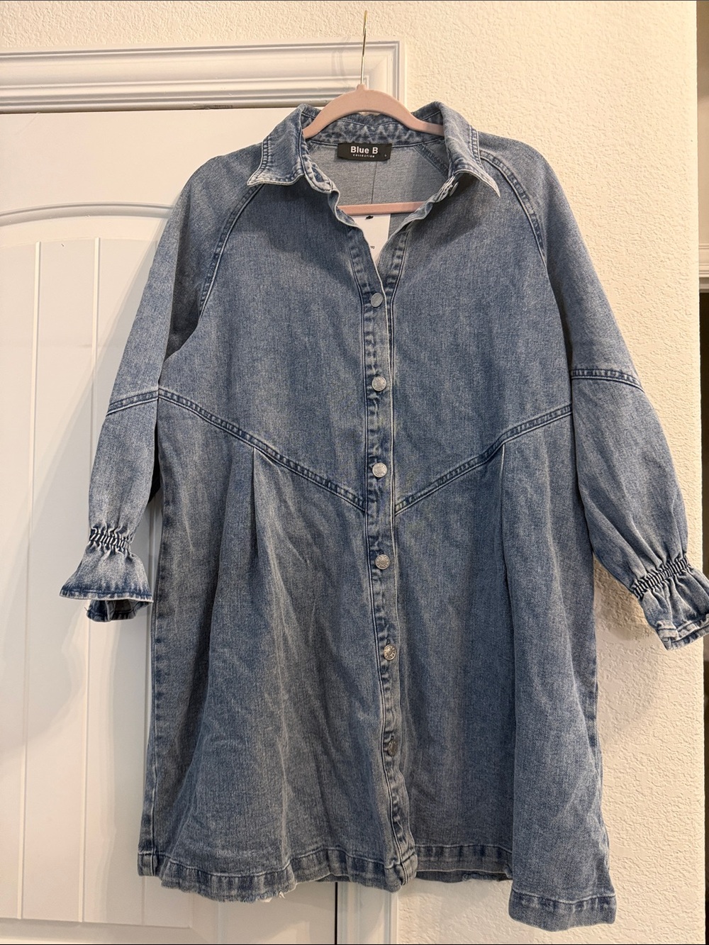 Blue B Denim Button-Up Dress, Sz L NWT
